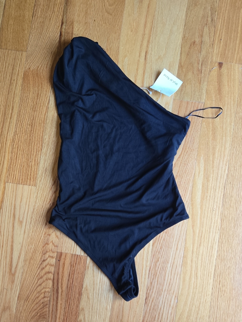 Women's One-Shoulder Black Backless Bodysuit